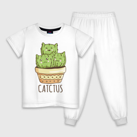 Детская пижама хлопок с принтом Catctus в Курске, 100% хлопок |  брюки и футболка прямого кроя, без карманов, на брюках мягкая резинка на поясе и по низу штанин
 | Тематика изображения на принте: art | cactus | cats | kittens | pot | арт | горшок | кактус | коты | котята | кошки