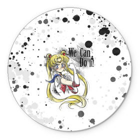 Коврик для мышки круглый с принтом Sailor Moon. We can do it! в Курске, резина и полиэстер | круглая форма, изображение наносится на всю лицевую часть | Тематика изображения на принте: ami | girl | mizuno | moon | sailor | tsukino | usagi | ами | банни | волшебница | девушка | малышка | махо сёдзё | мидзуно | минако | мун | рэй | сейлор | усаги | хино | цукино | чибиуса