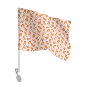 Флаг для автомобиля с принтом Корги в Курске, 100% полиэстер | Размер: 30*21 см | art | corgi | dog | арт | корги | паттерн | собака