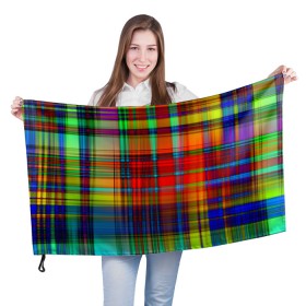 Флаг 3D с принтом Радужная сетка в Курске, 100% полиэстер | плотность ткани — 95 г/м2, размер — 67 х 109 см. Принт наносится с одной стороны | радуга | радужная сетка | спектр цветов | текстуры | узор сетка | цветные линии