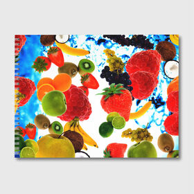 Альбом для рисования с принтом фрукты в Курске, 100% бумага
 | матовая бумага, плотность 200 мг. | doodling | pattern | textures | tiles | банан | дудлинг | овощи | паттерны | скатерть | тайлы | текстуры | фон | фрукты