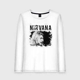 Женский лонгслив хлопок с принтом NIRVANA в Курске, 100% хлопок |  | cobain | kurt donald cobain | nirvana | smile | альтернативный рок | гранж | дэйв грол | крист новоселич | курт кобейн | нирвана | смайл