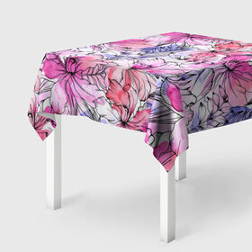 Скатерть 3D с принтом Акварельные цветы в Курске, 100% полиэстер (ткань не мнется и не растягивается) | Размер: 150*150 см | 8 марта | flover | акварель | акварельные цветы | краски | цветы