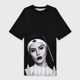 Платье-футболка 3D с принтом МОНАХИНЯ в Курске,  |  | Тематика изображения на принте: nun | анархия | дьявол | женщина | зло | проклятье | сатана | темный