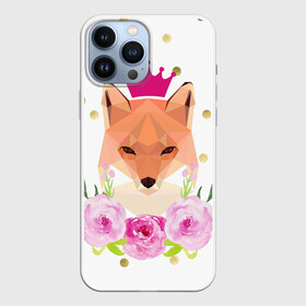 Чехол для iPhone 13 Pro Max с принтом Лиса в Курске,  |  | горошек | корона | лиса | роза | розовый.цветок