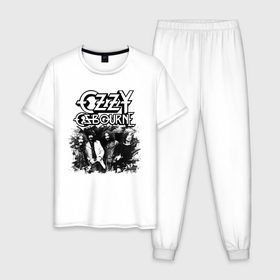 Мужская пижама хлопок с принтом Ozzy Osbourne в Курске, 100% хлопок | брюки и футболка прямого кроя, без карманов, на брюках мягкая резинка на поясе и по низу штанин
 | black sabbath | michael osbourne | ozzy osbourne | джон майкл осборн | дум метал | оззи | осборн | хард рок | хеви метал