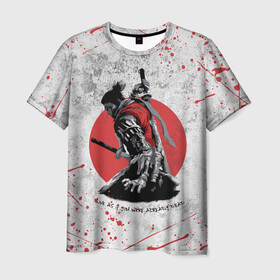 Мужская футболка 3D с принтом SEKIRO SHADOW DIE TWICE в Курске, 100% полиэфир | прямой крой, круглый вырез горловины, длина до линии бедер | samurai | sekiro | sekiro: shadows die twice | shadow | самураи | секиро:тени умирают дважды | тени