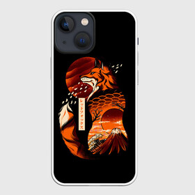 Чехол для iPhone 13 mini с принтом JAPAN FOX | ЯПОНСКАЯ ЛИСА в Курске,  |  | fox | japan | orange | sakura | знаки | иероглифы | лиса | сакура | символы | фудзияма | япония