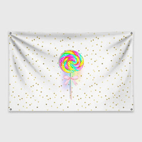Флаг-баннер с принтом Леденец в Курске, 100% полиэстер | размер 67 х 109 см, плотность ткани — 95 г/м2; по краям флага есть четыре люверса для крепления | бант | десерт | конфеты | леденец | розовый | сахар | сладкий | сладости