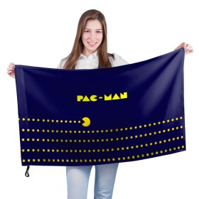 Флаг 3D с принтом PAC-MAN в Курске, 100% полиэстер | плотность ткани — 95 г/м2, размер — 67 х 109 см. Принт наносится с одной стороны | 1980 | game | ghostbusters | pac man | игра | монстры | охотники за привидениями | пэкмен | уровень | ход