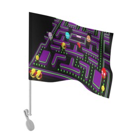 Флаг для автомобиля с принтом PAC-MAN 3D в Курске, 100% полиэстер | Размер: 30*21 см | 1980 | game | ghostbusters | pac man | игра | монстры | охотники за привидениями | пэкмен | уровень | ход