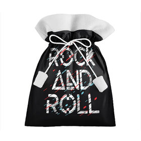 Подарочный 3D мешок с принтом Rock And Roll в Курске, 100% полиэстер | Размер: 29*39 см | Тематика изображения на принте: модный | музыка | надписи | надпись | песня | рок н ролл | символы | сообщение | танец | текст | фраза | цитаты | черный