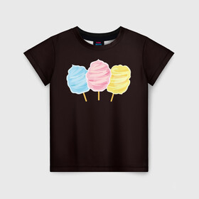 Детская футболка 3D с принтом Сладкая вата в Курске, 100% гипоаллергенный полиэфир | прямой крой, круглый вырез горловины, длина до линии бедер, чуть спущенное плечо, ткань немного тянется | Тематика изображения на принте: вата | воздушная | воздушная вата | летнее настроение | сладкоежка