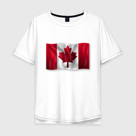 Мужская футболка хлопок Oversize с принтом Канада в Курске, 100% хлопок | свободный крой, круглый ворот, “спинка” длиннее передней части | 3d | 3д | canada | государственный | государство | канада | канадец | канадский | канадцы | клён | лист | листья | объёмный | страна | страны | туристические | туристический | флаг | флаги | флажки | флажок