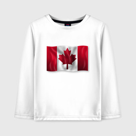 Детский лонгслив хлопок с принтом Канада в Курске, 100% хлопок | круглый вырез горловины, полуприлегающий силуэт, длина до линии бедер | Тематика изображения на принте: 3d | 3д | canada | государственный | государство | канада | канадец | канадский | канадцы | клён | лист | листья | объёмный | страна | страны | туристические | туристический | флаг | флаги | флажки | флажок