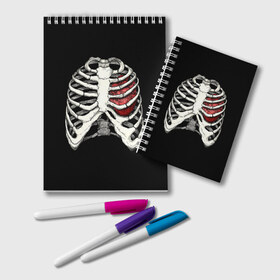 Блокнот с принтом My Heart в Курске, 100% бумага | 48 листов, плотность листов — 60 г/м2, плотность картонной обложки — 250 г/м2. Листы скреплены удобной пружинной спиралью. Цвет линий — светло-серый
 | Тематика изображения на принте: bone | bones | chest | heart | hearts | love | organ | organs | ribs | skeleton | x ray | грудная клетка | кости | кость | орган | органы | ребра | рентген | сердца | сердце | скелет