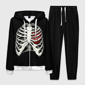 Мужской костюм 3D с принтом My Heart в Курске, 100% полиэстер | Манжеты и пояс оформлены тканевой резинкой, двухслойный капюшон со шнурком для регулировки, карманы спереди | Тематика изображения на принте: bone | bones | chest | heart | hearts | love | organ | organs | ribs | skeleton | x ray | грудная клетка | кости | кость | орган | органы | ребра | рентген | сердца | сердце | скелет