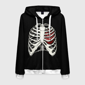 Мужская толстовка 3D на молнии с принтом My Heart в Курске, 100% полиэстер | длина до линии бедра, манжеты и пояс оформлены мягкой тканевой резинкой, двухслойный капюшон со шнурком для регулировки, спереди молния, по бокам два кармана | Тематика изображения на принте: bone | bones | chest | heart | hearts | love | organ | organs | ribs | skeleton | x ray | грудная клетка | кости | кость | орган | органы | ребра | рентген | сердца | сердце | скелет