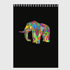 Скетчбук с принтом Слон в Курске, 100% бумага
 | 48 листов, плотность листов — 100 г/м2, плотность картонной обложки — 250 г/м2. Листы скреплены сверху удобной пружинной спиралью | elephant | индия | мозаика | слоник | хобот