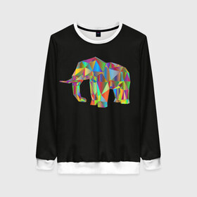 Женский свитшот 3D с принтом Слон в Курске, 100% полиэстер с мягким внутренним слоем | круглый вырез горловины, мягкая резинка на манжетах и поясе, свободная посадка по фигуре | elephant | индия | мозаика | слоник | хобот