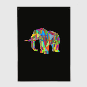Постер с принтом Слон в Курске, 100% бумага
 | бумага, плотность 150 мг. Матовая, но за счет высокого коэффициента гладкости имеет небольшой блеск и дает на свету блики, но в отличии от глянцевой бумаги не покрыта лаком | elephant | индия | мозаика | слоник | хобот
