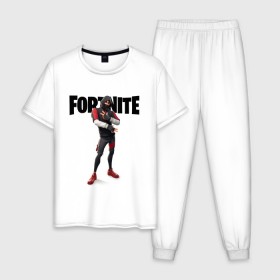 Мужская пижама хлопок с принтом FORTNITE IKONIK в Курске, 100% хлопок | брюки и футболка прямого кроя, без карманов, на брюках мягкая резинка на поясе и по низу штанин
 | fortnite | fortnite 2 | fortnite x | ikonik | marshmello | ninja | ninja streamer | иконик | маршмелло | ниндзя | фортнайт | фортнайт 2 | фортнайт глава 2