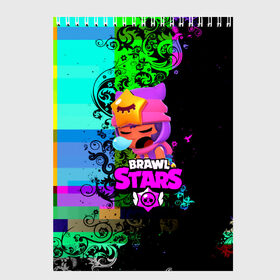 Скетчбук с принтом BRAWL STARS SANDY в Курске, 100% бумага
 | 48 листов, плотность листов — 100 г/м2, плотность картонной обложки — 250 г/м2. Листы скреплены сверху удобной пружинной спиралью | 8 bit | bibi | brawl stars | brock | bull | crow | dinomike | el primo | leon | mobile game | mr.p | nita | poko | ricochet | stars | tara | бравл старс | ворон | леон | мобильные игры