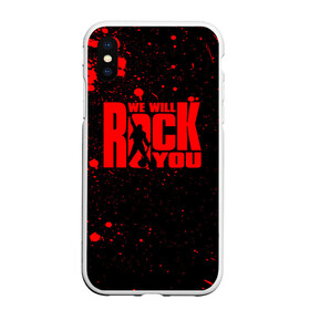 Чехол для iPhone XS Max матовый с принтом Queen - We Will Rock You в Курске, Силикон | Область печати: задняя сторона чехла, без боковых панелей | freddie mercury | paul | queen | quen | богемская рапсодия | брайан мэй | глэм | группа | джон дикон | квин | королева | куин | меркури | меркьюри | музыкант | мэркури | певец | песня | поп | роджер тейлор | рок