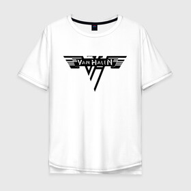 Мужская футболка хлопок Oversize с принтом Van Halen Logo Ван Хален (Z) в Курске, 100% хлопок | свободный крой, круглый ворот, “спинка” длиннее передней части | lee roth | van halen | vh | алекс ван хален | вольфганг ван хален | глэм метал | дэвид ли рот | хард рок | хеви метал | эдди ван хален