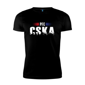 Мужская футболка премиум с принтом PFC CSKA в Курске, 92% хлопок, 8% лайкра | приталенный силуэт, круглый вырез ворота, длина до линии бедра, короткий рукав | cska | pfc | москва | пфк | пфк цска | рпл | рфпл | фк | футбол | цска | цска москва