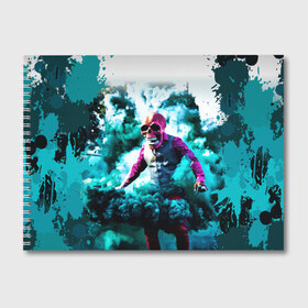 Альбом для рисования с принтом Череп в дыму в Курске, 100% бумага
 | матовая бумага, плотность 200 мг. | вода | дым | краски | огонь | скелеты | цветной | череп | шашки | яркий