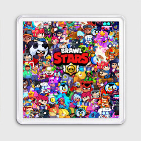 Магнит 55*55 с принтом BRAWL STARS в Курске, Пластик | Размер: 65*65 мм; Размер печати: 55*55 мм | bibi | brawl stars | brock | bull | crow | dinomike | el primo | leon | mobile game | nita | poko | ricochet | sandy | shall | stars | tara | бравл старс | ворон | леон | мобильные игры