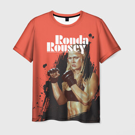 Мужская футболка 3D с принтом Ronda Rousey в Курске, 100% полиэфир | прямой крой, круглый вырез горловины, длина до линии бедер | Тематика изображения на принте: mma | ronda rousey | rowdy | ufc | мма | ронда роузи