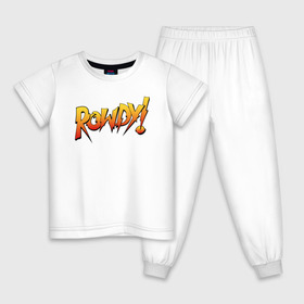 Детская пижама хлопок с принтом Rowdy в Курске, 100% хлопок |  брюки и футболка прямого кроя, без карманов, на брюках мягкая резинка на поясе и по низу штанин
 | Тематика изображения на принте: ronda rousey | rowdy | ронда роузи