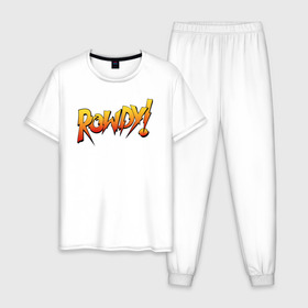 Мужская пижама хлопок с принтом Rowdy в Курске, 100% хлопок | брюки и футболка прямого кроя, без карманов, на брюках мягкая резинка на поясе и по низу штанин
 | ronda rousey | rowdy | ронда роузи
