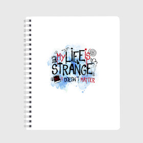 Тетрадь с принтом LIFE IS STRANGE в Курске, 100% бумага | 48 листов, плотность листов — 60 г/м2, плотность картонной обложки — 250 г/м2. Листы скреплены сбоку удобной пружинной спиралью. Уголки страниц и обложки скругленные. Цвет линий — светло-серый
 | chloe | life is strange | life is strange 2 | max | игра | лайф ис стрэндж | макс | надпись | хлоя