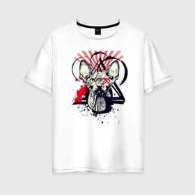 Женская футболка хлопок Oversize с принтом Грозовой кошак (сфинкс) в Курске, 100% хлопок | свободный крой, круглый ворот, спущенный рукав, длина до линии бедер
 | арт | графика | кот | котиков | сфинкс