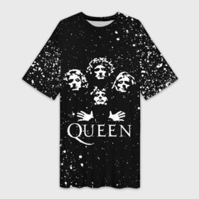 Платье-футболка 3D с принтом QUEEN в Курске,  |  | queen | rock | we will rock you | брайан мэи | группа queen | группа квин | джон дикон | квин | королева | король | роджер тейлор | рок | фредди меркьюри