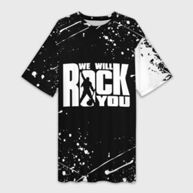Платье-футболка 3D с принтом QUEEN | КВИН (Z) в Курске,  |  | queen | rock | we will rock you | брайан мэи | группа queen | группа квин | джон дикон | квин | королева | король | роджер тейлор | рок | фредди меркьюри