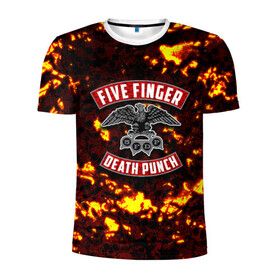 Мужская футболка 3D спортивная с принтом Five Finger Death Punch в Курске, 100% полиэстер с улучшенными характеристиками | приталенный силуэт, круглая горловина, широкие плечи, сужается к линии бедра | Тематика изображения на принте: 5fdp | death | ffdp | finger | five | five finger death punch | punch | грув метал