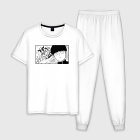 Мужская пижама хлопок с принтом Mob Loves Milk в Курске, 100% хлопок | брюки и футболка прямого кроя, без карманов, на брюках мягкая резинка на поясе и по низу штанин
 | mob loves milk | mob psycho 100 | аниме | мою психо