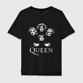 Мужская футболка хлопок Oversize с принтом QUEEN (НА СПИНЕ) в Курске, 100% хлопок | свободный крой, круглый ворот, “спинка” длиннее передней части | queen | rock | we will rock you | брайан мэи | группа queen | группа квин | джон дикон | квин | королева | король | роджер тейлор | рок | фредди меркьюри
