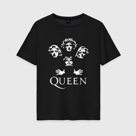 Женская футболка хлопок Oversize с принтом QUEEN (НА СПИНЕ) в Курске, 100% хлопок | свободный крой, круглый ворот, спущенный рукав, длина до линии бедер
 | queen | rock | we will rock you | брайан мэи | группа queen | группа квин | джон дикон | квин | королева | король | роджер тейлор | рок | фредди меркьюри