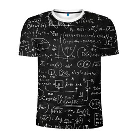 Мужская футболка 3D спортивная с принтом Математические формулы в Курске, 100% полиэстер с улучшенными характеристиками | приталенный силуэт, круглая горловина, широкие плечи, сужается к линии бедра | formula | math | school | алгебра | математика | матеша | предметы | теорема | универ | физика | формула | школа