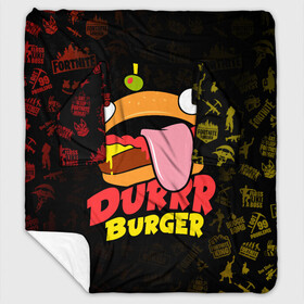 Плед с рукавами с принтом Fortnite Durrr Burger в Курске, 100% полиэстер | Закругленные углы, все края обработаны. Ткань не мнется и не растягивается. Размер 170*145 | Тематика изображения на принте: chapter 2 | durr burger | fortnite | fortnite durrr burger | бургер | игры | фортнайт