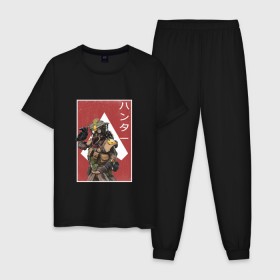 Мужская пижама хлопок с принтом Бладхаунд в Курске, 100% хлопок | брюки и футболка прямого кроя, без карманов, на брюках мягкая резинка на поясе и по низу штанин
 | apex | apex legends | bloodhound | апекс легенд | бладхаунд | легенды апекс | персонаж | японский стиль