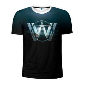Мужская футболка 3D спортивная с принтом Westworld Logo в Курске, 100% полиэстер с улучшенными характеристиками | приталенный силуэт, круглая горловина, широкие плечи, сужается к линии бедра | vdosadir | westworld | джонатан нолан | западный мир | лиза джой | мир дикого запада