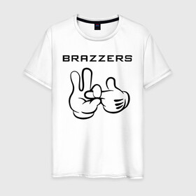 Мужская футболка хлопок с принтом Brazzers в Курске, 100% хлопок | прямой крой, круглый вырез горловины, длина до линии бедер, слегка спущенное плечо. | brazzers | анани | бразерс | браззерс | братья | звезда | надпись | прикол | проно хуб | сайт | 