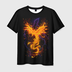 Мужская футболка 3D с принтом Phoenix в Курске, 100% полиэфир | прямой крой, круглый вырез горловины, длина до линии бедер | beast | bird | creature | fire | flame | myth | mythical | phoenix | space | зверь | космос | миф | мифические | мифическое | огонь | пламя | птица | существо | феникс