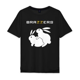 Мужская футболка хлопок Oversize с принтом Brazzers в Курске, 100% хлопок | свободный крой, круглый ворот, “спинка” длиннее передней части | brazzers | а | бразерс | браззерс | братья | зайцы | звезда | кролики | надпись | прикол | проно хуб | сайт | 